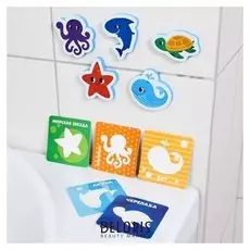 Набор игровой развивающий Морские друзья, 10 предметов: 5 игрушек из EVA + 5 карточек