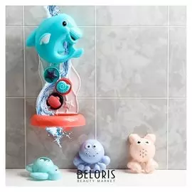 Набор игрушек для купания «Дельфин + 3 игрушки», на присоке