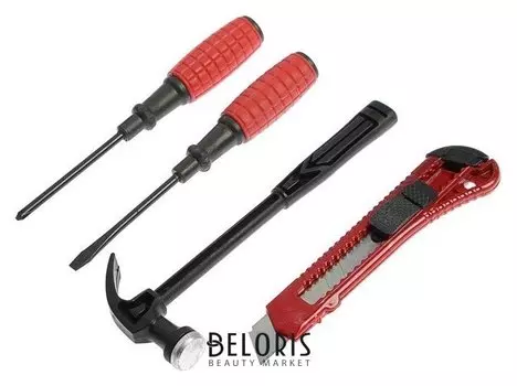 Набор инструментов Lom, молоток, 2 отвертки, нож, 4 предмета