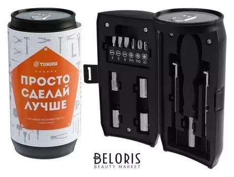 Набор инструментов Tundra, подарочный пластиковый кейс "Банка", 13 предметов