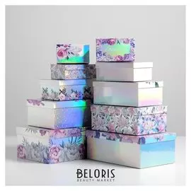 Набор иридисцентных коробок 10 в 1 «Цветы», 12 × 7 × 4 - 32.5 × 20 × 12.5 см