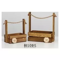 Набор кашпо 2 в 1 с шильдиком "Новогодний венок", 25х15х30, 21х12х23 см