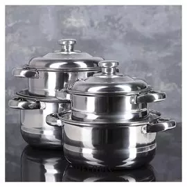Набор кастрюль 4 шт: 6/18/20/22 см, металлические крышки, толщина 0,4 мм