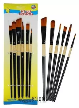 Набор кистей нейлон 6 штук