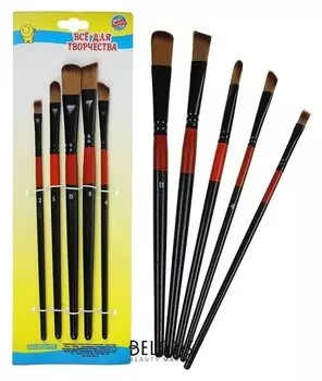 Набор кистей нейлон плоские 5 штук