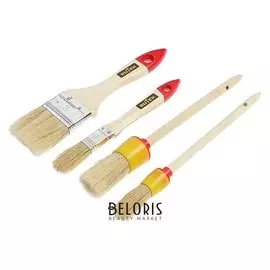 Набор кистей Rutek, 4 шт., флейц 20/50 мм, круглая 20/30 мм, натуральная щетина