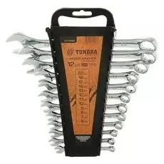 Набор ключей комбинированных в холдере Tundra, Crv, полированные, 6 - 22 мм, 12 шт.