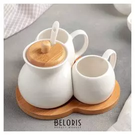 Набор кофейный «Эстет», 3 предмета: 2 чашки 100 мл, сахарница с ложкой