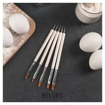 Набор кондитерских кисточек для декорирования «Кристалл», 5 шт