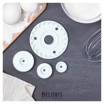 Набор кондитерских выемок для марципана и теста, 3 предмета: печать кондитерская 9х2 см, 2 насадки