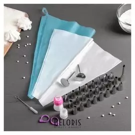 Набор кондитерский, 34 предмета: 26 насадок D=1,7, H=3 см, 2 адаптера, 2 гвоздя 3×6,5, 2 зажима