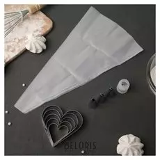 Набор кондитерский «Лориэн», 10 пред: форма для выпечки 5 шт, 3 насадки, адаптер, мешок