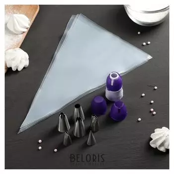 Набор кондитерский "Радость", 15 предметов: 5 кондитерских мешков, 6 насадок, адаптер