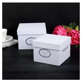 Набор коробок 2 в 1, белый, 17 х 17 х 12,5 - 15 х 15 х 11,5 см