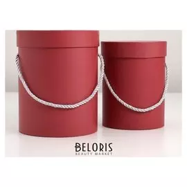 Набор коробок 2 в 1, бордовый, 14,5 х 14,5 х 17 - 12 х 12 х 15,5 см