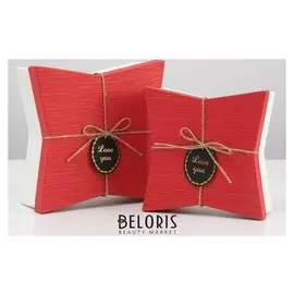 Набор коробок 2 в 1 "Звезды", красный, 21,5 х 21,5 х 8,5 - 18,5 х 18,5 х 6,5 см