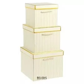 Набор коробок 3 в 1, бежевый, 23 х 23 х 19 - 17 х 17 х 15 см