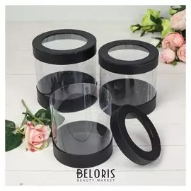 Набор коробок 3 в 1, чёрный, 17 х 17 х 18 - 14,5 х 14,5 х 14,5 см