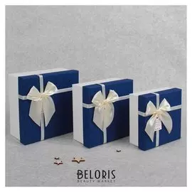 Набор коробок 3 в 1, цвет синий, 18 х 18 х 9,5 - 14 х 14 х 6,5 см