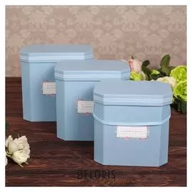 Набор коробок 3 в 1, голубой, 23,5 х 22,5 х 17,5 - 19,5 х 18,5 х 14,5 см
