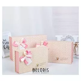 Набор коробок 3 в 1 "Горошек", 26 х 16 х 7,5 - 20 х 12 х 4,5 см