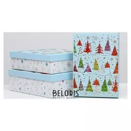 Набор коробок 3 в 1 "Ёлочки нарядные", 21 х 29 х 9 - 18 х 26 х 6 см