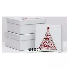 Набор коробок 3 в 1 "Красная ель", 20 х 20 х 9,5 - 15,5 х 15,5 х 7,5 см