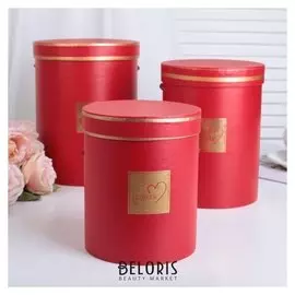 Набор коробок 3 в 1, красный, 18,5 х 18,5 х 24 - 14,5 х 14,5 х 17,5 см