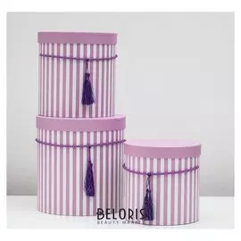 Набор коробок 3 в 1 "Полоски", фиолетовый, 24 х 24 х 26 - 19 х 19 х 20 см