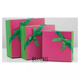 Набор коробок 3 в 1 "Зеленый бант", 28 х 28 х 11 - 21 х 21 х 9 см