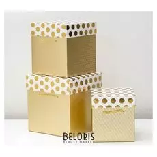 Набор коробок 3 в 1 "Золотой горох", 19,5 х 19,5 х 20 - 15,5 х 15,5 х 14,5 см