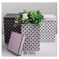 Набор коробок 3в1 "Розовый горох", 18 х 18 х 25 - 15 х 15 х 23 см