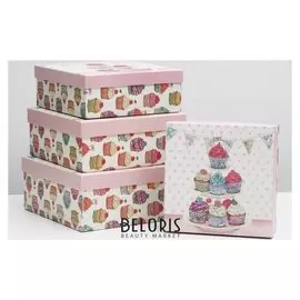 Набор коробок 4 в 1 "Кексы", 26 х 26 х 11,5 - 22 х 22 х 8 см