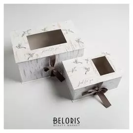 Набор коробок подарочных 2 в 1 «Шебби», 22 × 15 × 10, 30 × 20 × 15 см