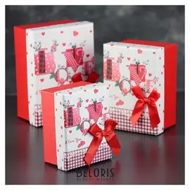 Набор коробок прямоугольная 3 в 1 "Любовь", 15,5 х 11 х 8 - 11 х 8 х 6 см