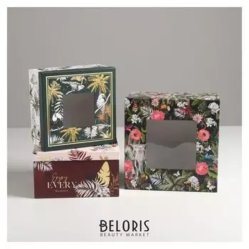 Набор коробок с PVC окном 3 в 1 «Тропики», 18 × 18 × 10‒22 × 22 × 12 см