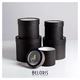 Набор коробок с Pvc-окном 5 в 1 «Черные», 14 х 14 х 13 - 22 х 22 х 19,5 см