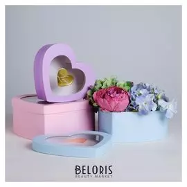 Набор коробок-сердец с PVC Love, 16 х 14 х 6 - 22 х 20 х 9 см