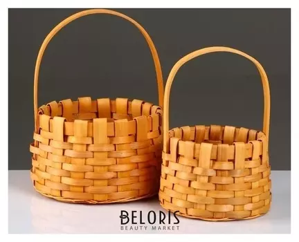 Набор корзин плетеных, секвойя, 18х12/26 см, 13,5х10,5/23 см, 2 шт., натуральный