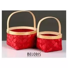 Набор корзин плетеных, секвойя, D22х13/28 см, D17х11/24 см, 2 шт., красный