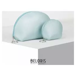 Набор косметичек 2 в 1, отдел на молнии, цвет голубой