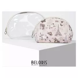 Набор косметичек 2 в 1, отдел на молнии, цвет бежевый