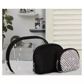 Набор косметичек 3 в 1, отдел на молнии, цвет чёрный