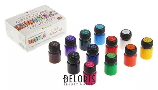 Набор красок по стеклу и керамике Decola, 12 цветов, 20 мл
