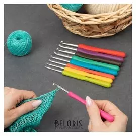Набор крючков для вязания, D = 2-6 мм, 14 см, 9 шт