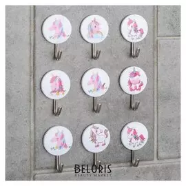 Набор крючков на липучке «Единорожки», 9 шт, рисунок