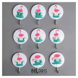 Набор крючков на липучке «Фламинго», 9 шт