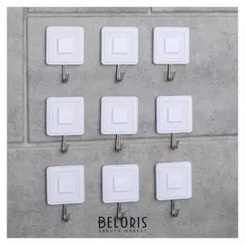 Набор крючков на липучке «Галерея», 9 шт, цвет белый