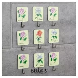 Набор крючков на липучке «Галерея», 9 шт, розы