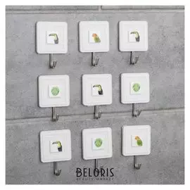 Набор крючков на липучке «Галерея», 9 шт, тропики